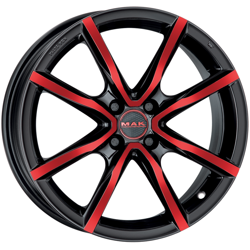 Mak Wheels - MILANO4 - BLACK AND RED - 16" x 6.5", 35 Offset, 4x100 (Bolt Pattern), 72mm HUB