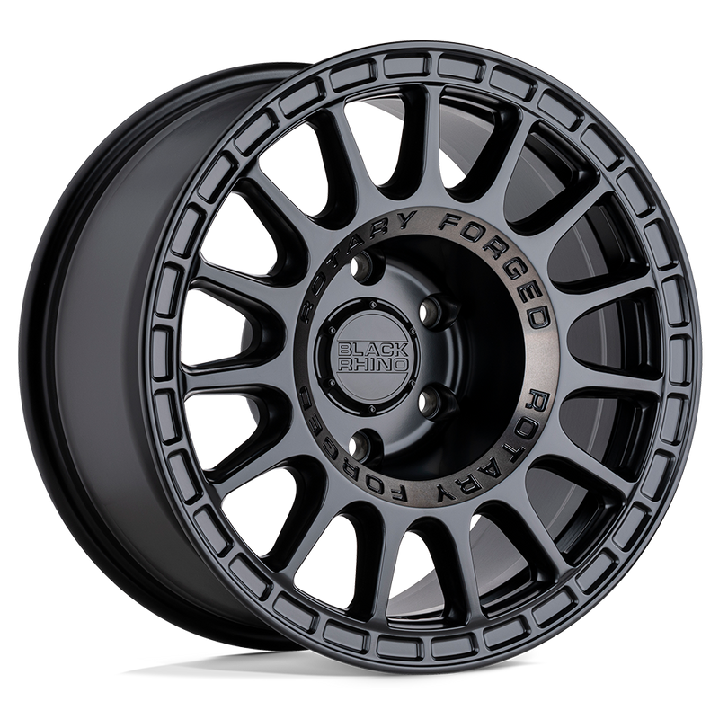 Black Rhino - SANDSTORM - Black - SEMI GLOSS BLACK WITH MACHINED DARK TINT RING - 17" x 8.5", -22 Offset, 5x127 (Bolt Pattern), 71.5mm HUB