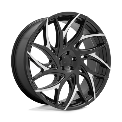DUB - S259 G.O.A.T. - Black - GLOSS BLACK WITH MACHINED SPOKES - 22" x 9", 35 Offset, 5x120 (Bolt Pattern), 72.6mm HUB