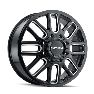 Mayhem - COGENT DUALLY - Black - GLOSS BLACK WITH MILLED SPOKES - 22" x 8.25", -232 Offset, 8x165.1 (Bolt Pattern), 121.3mm HUB