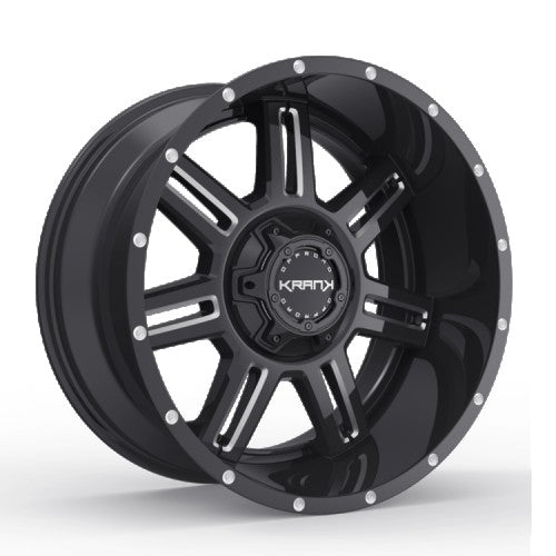 KranK Off-road - Force - Black - Gloss Black Milled - 20" x 9", 18 Offset, 6x135/139.7 (Bolt Pattern), 108mm HUB