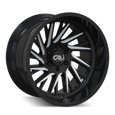 Cali Off-Road - PURGE - Black - GLOSS BLACK/MILLED - 24" x 14", -76 Offset, 8x165.1 (Bolt Pattern), 125.2mm HUB