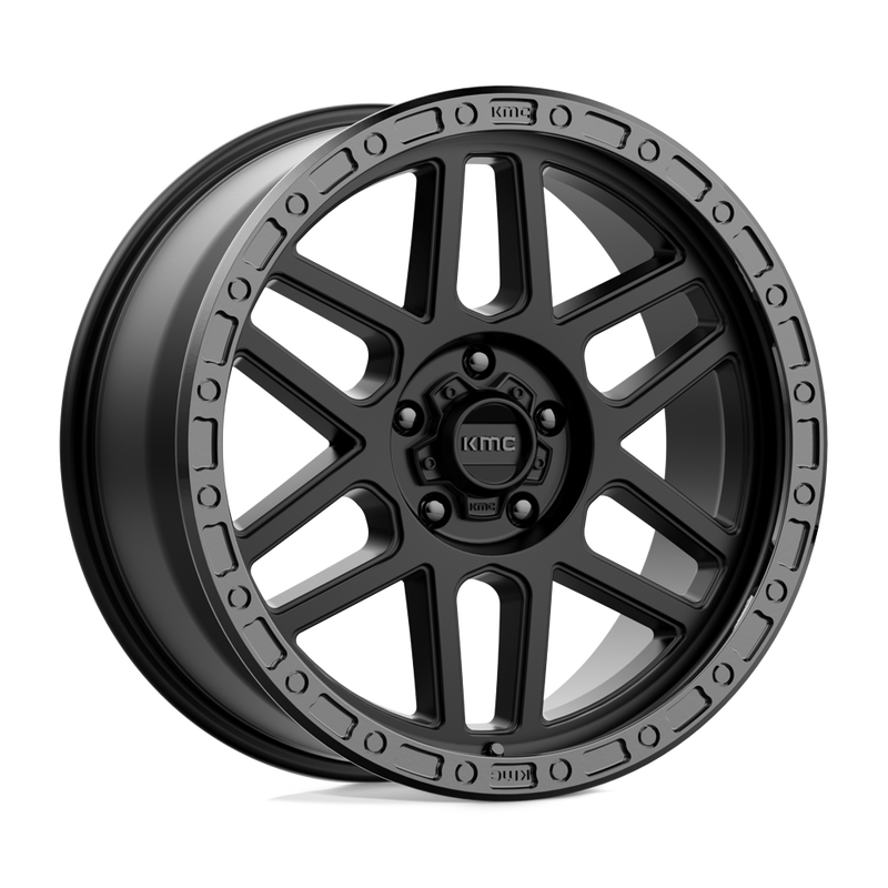 KMC Wheels - KM544 MESA - Black - SATIN BLACK WITH GLOSS BLACK LIP - 20" x 9", 18 Offset, 5x127 (Bolt Pattern), 71.5mm HUB