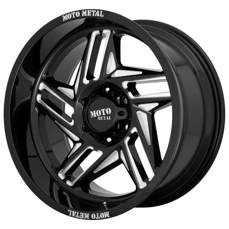 Moto Metal - MO996 RIPSAW - Black - GLOSS BLACK MILLED - 20" x 12", -44 Offset, 6x139.7 (Bolt Pattern), 106.1mm HUB