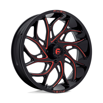 Fuel UTV - D779 RUNNER UTV - Black - GLOSS BLACK MILLED CANDY RED - 24" x 7", 13 Offset, 4x156 (Bolt Pattern), 132mm HUB