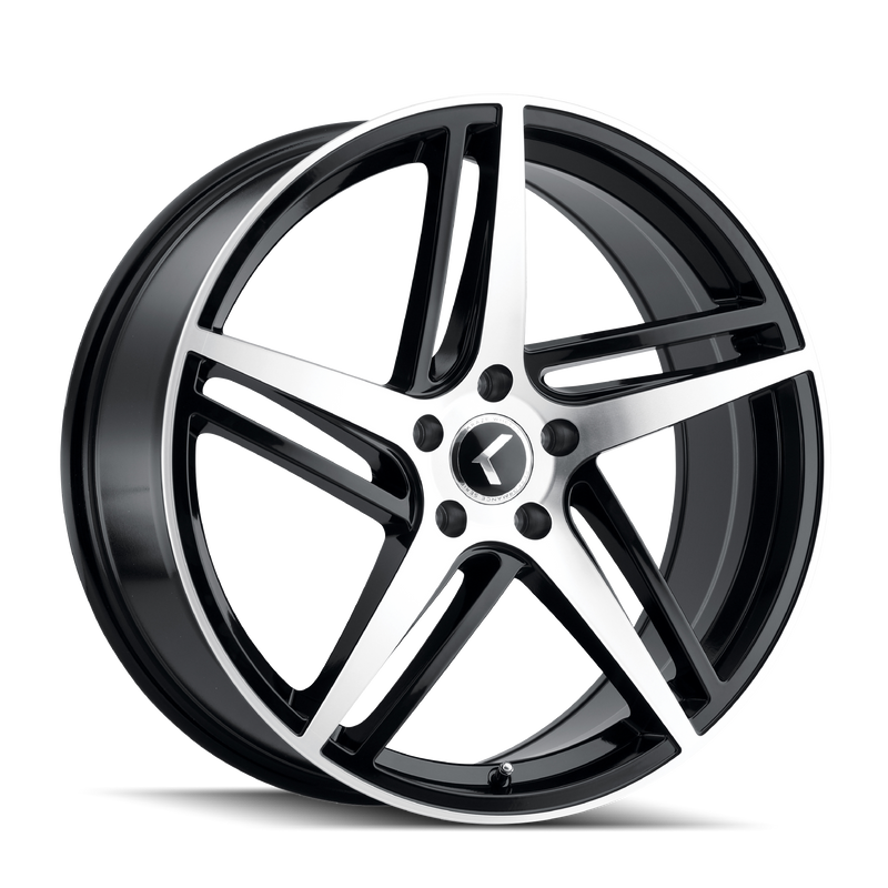 Kraze Wheels - MILANO - Black - BLACK WITH MACHINED FACE - 17" x 8", 38 Offset, 5x114.3 (Bolt Pattern), 72.6mm HUB