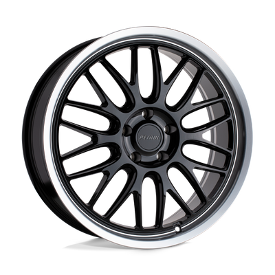 Petrol Wheels - P4C - Black - GLOSS BLACK WITH MACHINED CUT LIP - 16" x 7", 40 Offset, 5x115 (Bolt Pattern), 76.1mm HUB