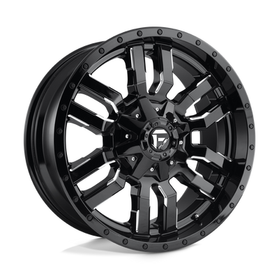 Fuel - D595 SLEDGE - Black - GLOSS BLACK MILLED - 17" x 9", 2 Offset, 6x135/139.7 (Bolt Pattern), 106.1mm HUB