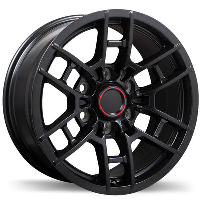 Replika - R258 - Black - Satin Black - 17" x 8", 5 Offset, 6x139.7 (Bolt Pattern), 106.1mm HUB