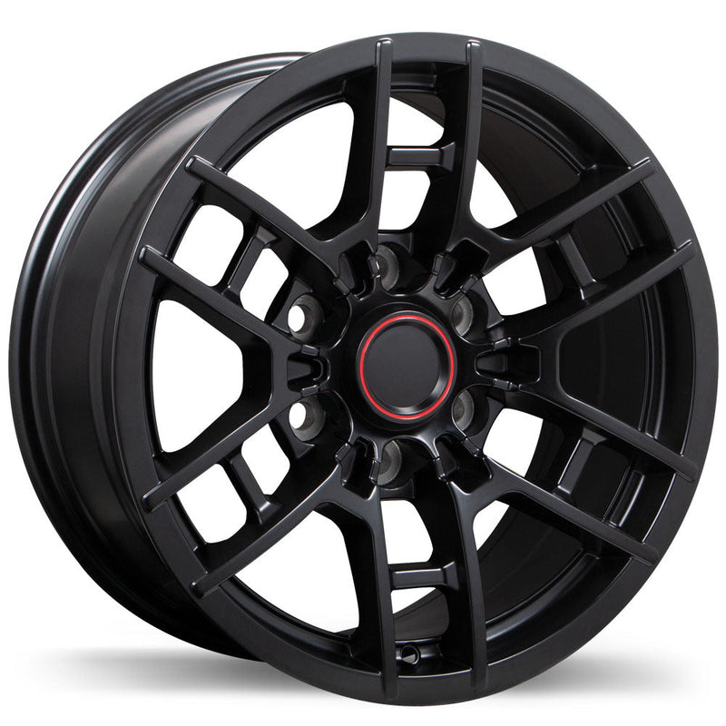 Replika - R258 - Black - Satin Black - 17" x 8", 5 Offset, 6x139.7 (Bolt Pattern), 106.1mm HUB