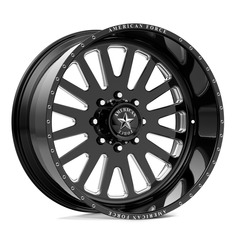 American Force - AFW F20 ATOM SS - Black - GLOSS BLACK MACHINED - 22" x 12", -40 Offset, 8x165.1 (Bolt Pattern), 122.4mm HUB