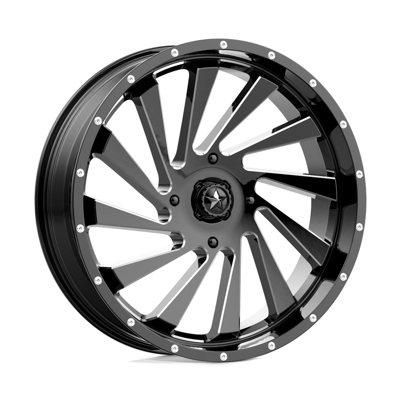 MSA Offroad Wheels - M46 BLADE - Black - GLOSS BLACK MILLED - 24" x 7", 0 Offset, 4x156 (Bolt Pattern), 115.1mm HUB