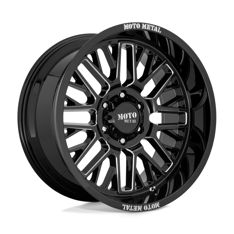Moto Metal - MO802 - Black - GLOSS BLACK MILLED - 20" x 10", -18 Offset, 6x139.7 (Bolt Pattern), 106.1mm HUB