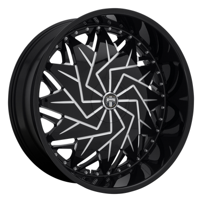 DUB - S231 DAZR - Black - GLOSS BLACK MILLED - 26" x 9", 25 Offset, 5x114.3/120 (Bolt Pattern), 72.56mm HUB
