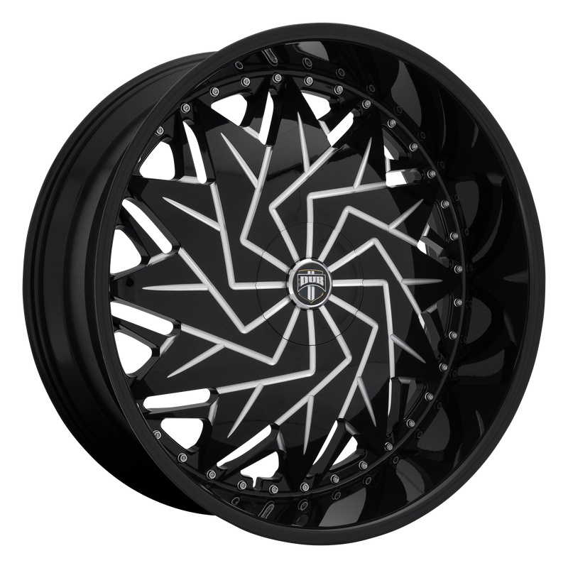 DUB - S231 DAZR - Black - GLOSS BLACK MILLED - 26" x 9", 25 Offset, 5x114.3/120 (Bolt Pattern), 72.56mm HUB