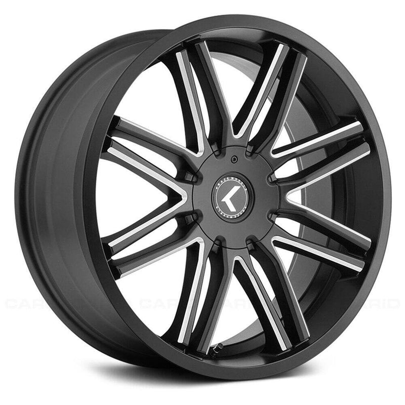 Kraze Wheels - CRAY - Black - BLACK/MILLED - 20" x 8.5", 35 Offset, 5x110/115 (Bolt Pattern), 73mm HUB