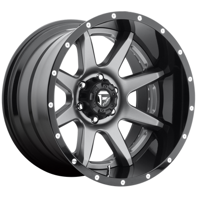 Fuel - D238 RAMPAGE - Gunmetal - MATTE GUN METAL BLACK LIP - 20" x 10", -19 Offset, 5x150 (Bolt Pattern), 110.1mm HUB