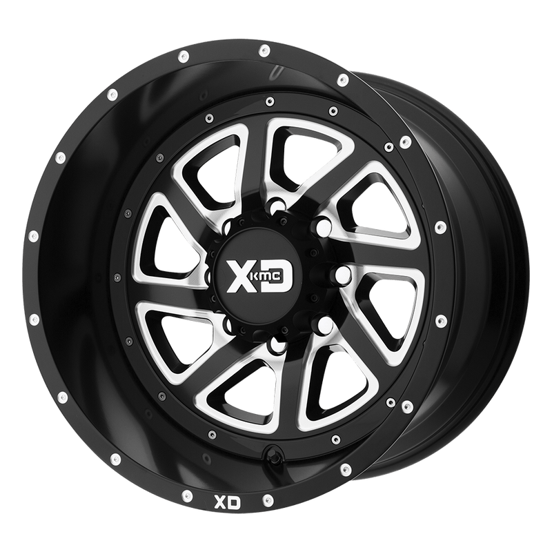 XD Series - XD833 RECOIL - Black - Satin Black Milled With Reversible Ring - 20" x 12", -44 Offset, 5x127 (Bolt Pattern), 72.6mm HUB