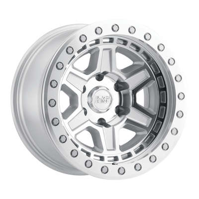 Black Rhino - RENO - Gunmetal - SILVER W/ MIRROR FACE & SILVER BOLTS - 17" x 8.5", -38 Offset, 5x114.3 (Bolt Pattern), 71.5mm HUB