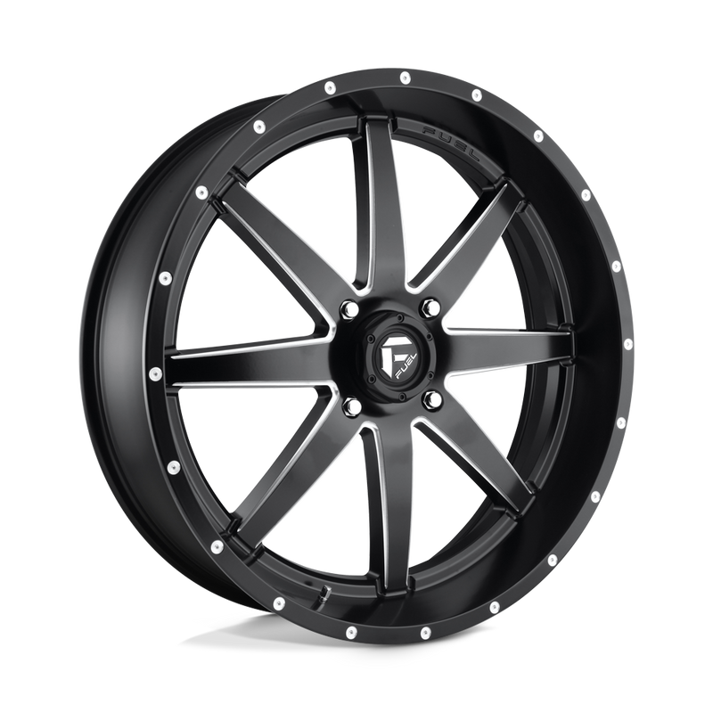 Fuel UTV - D538 MAVERICK - Black - MATTE BLACK MILLED - 24" x 7", 13 Offset, 4x156 (Bolt Pattern), 132mm HUB