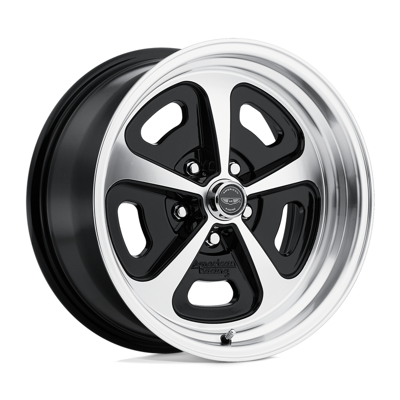 American Racing Vintage - VN501 500 MONO CAST - Black - GLOSS BLACK MACHINED - 15" x 8", 0 Offset, 5x120.65 (Bolt Pattern), 72.6mm HUB