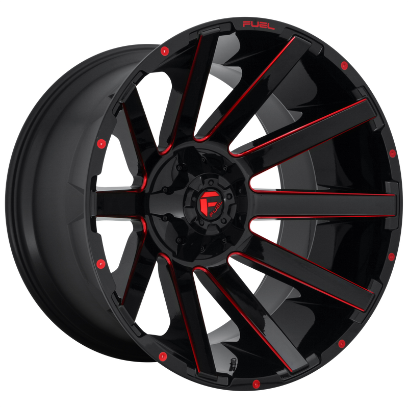 Fuel - D643 CONTRA - Black - GLOSS BLACK RED TINTED CLEAR - 22" x 10", -18 Offset, 8x180 (Bolt Pattern), 124.2mm HUB