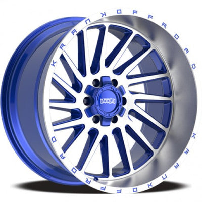 KranK Off-road - Coil - Brushed Blue W Brushed Lip - 22" x 12", -44 Offset, 6x135/139.7 (Bolt Pattern), 108mm HUB