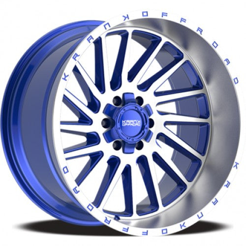 KranK Off-road - Coil - Brushed Blue W Brushed Lip - 22" x 12", -44 Offset, 6x135/139.7 (Bolt Pattern), 108mm HUB