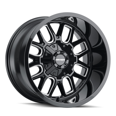 Mayhem - COGENT - Black - GLOSS BLACK/MILLED SPOKES - 17" x 9", -12 Offset, 6x135/139.7 (Bolt Pattern), 106mm HUB