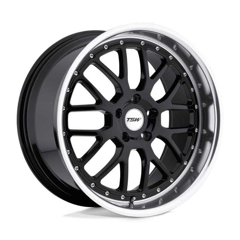 TSW Wheels - VALENCIA - Black - Gloss Black with Mirror Cut Lip - 18" x 9.5", 20 Offset, 5x120 (Bolt Pattern), 76.1mm HUB