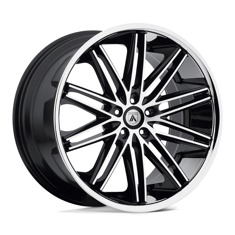 Asanti Black - ABL-10 POLLUX - Black - MACHINED FACE SS LIP - 22" x 10", 35 Offset, 5x120 (Bolt Pattern), 74.1mm HUB