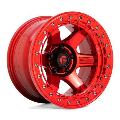 Fuel - D123 BLOCK BEADLOCK - CANDY RED WITH CANDY RED RING - 17" x 8.5", 0 Offset, 6x135 (Bolt Pattern), 87.1mm HUB