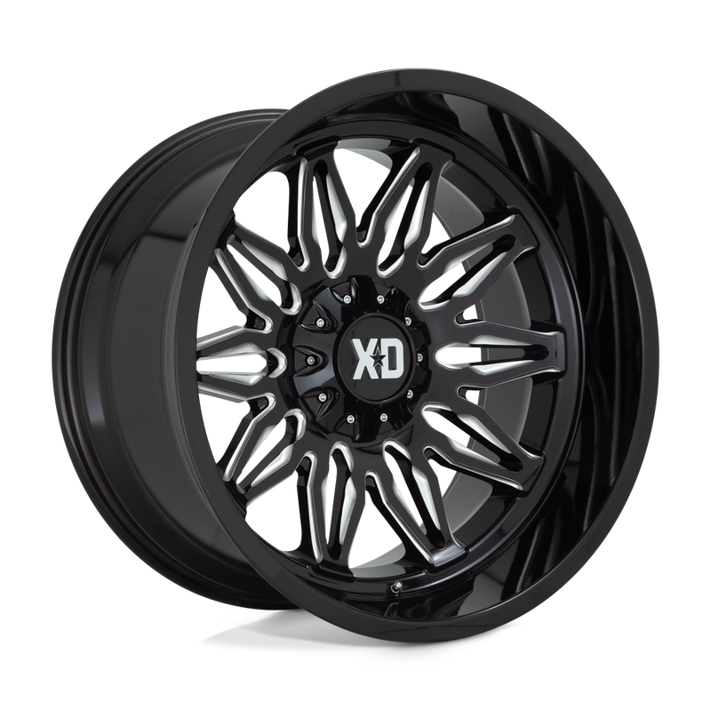 XD Series - XD859 GUNNER - Black - GLOSS BLACK MILLED - 20" x 10", -18 Offset, 6x135/139.7 (Bolt Pattern), 106.1mm HUB
