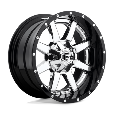 Fuel - D260 MAVERICK - Polished - CHROME PLATED GLOSS BLACK LIP - 20" x 12", -44 Offset, 5x139.7/150 (Bolt Pattern), 110.1mm HUB