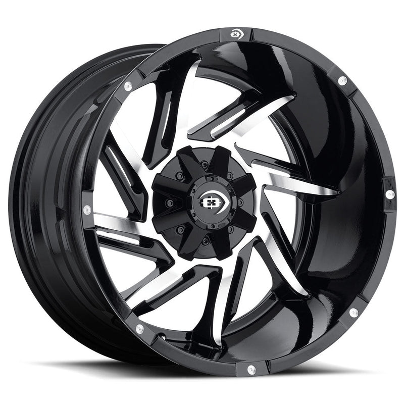 Vision Wheel Off-Road - 422 PROWLER - Black - Gloss Black Machined Face - 18" x 9", -12 Offset, 8x165.1 (Bolt Pattern), 125.2mm HUB