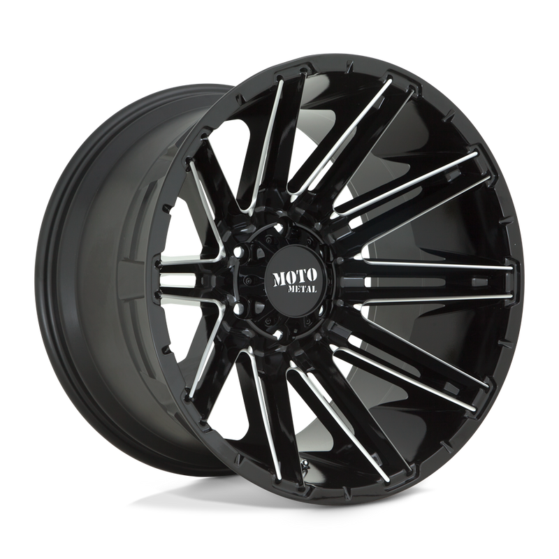 Moto Metal - MO998 KRAKEN - Black - GLOSS BLACK MILLED - 20" x 10", -18 Offset, 8x180 (Bolt Pattern), 124.2mm HUB