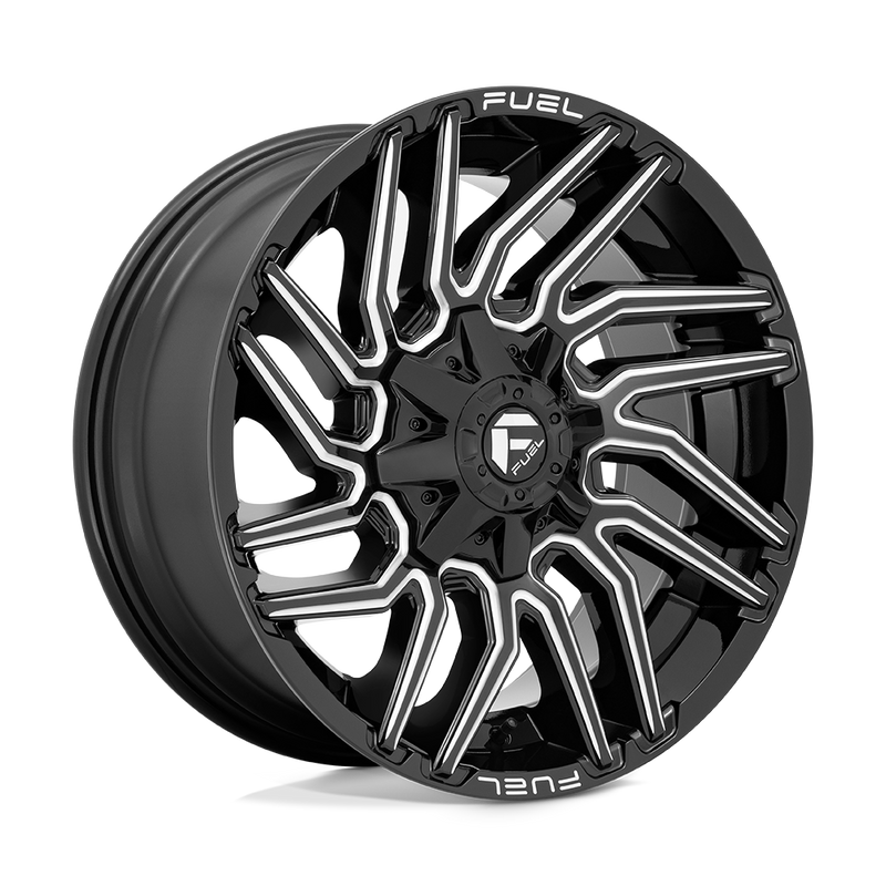 Fuel - D773 TYPHOON - Black - GLOSS BLACK MILLED - 22" x 12", -44 Offset, 8x165.1 (Bolt Pattern), 125.1mm HUB