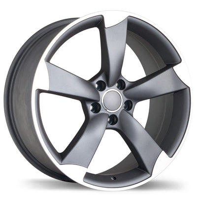 Replika - R134A - Gunmetal - Matte Gunmetal with Machined Face - 18" x 8.5", 45 Offset, 5x112 (Bolt Pattern), 66.5mm HUB