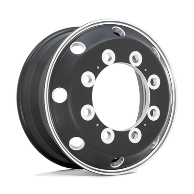 ATX - AO404 JOURNEY - Black - SATIN BLACK WITH POLISHED LIP - 22.5" x 8.25", 144 Offset, 10x285.75 (Bolt Pattern), 220.1mm HUB