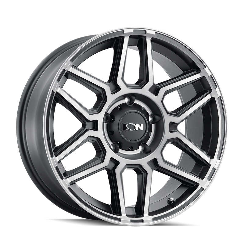Ion Alloy - 146 - Black - MATTE BLACK WITH MACHINED DART TINT - 20" x 10", -19 Offset, 8x170 (Bolt Pattern), 125.2mm HUB
