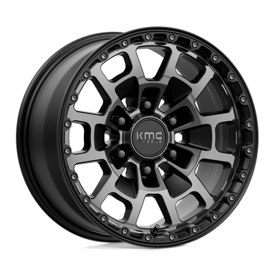 KMC Wheels - KM718 SUMMIT - Black - SATIN BLACK WITH GRAY TINT - 17" x 8.5", 18 Offset, 6x139.7 (Bolt Pattern), 106.1mm HUB