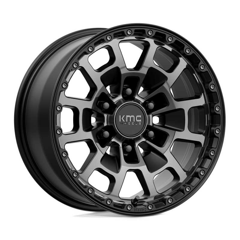 KMC Wheels - KM718 SUMMIT - Black - SATIN BLACK WITH GRAY TINT - 17" x 8.5", 18 Offset, 6x139.7 (Bolt Pattern), 106.1mm HUB