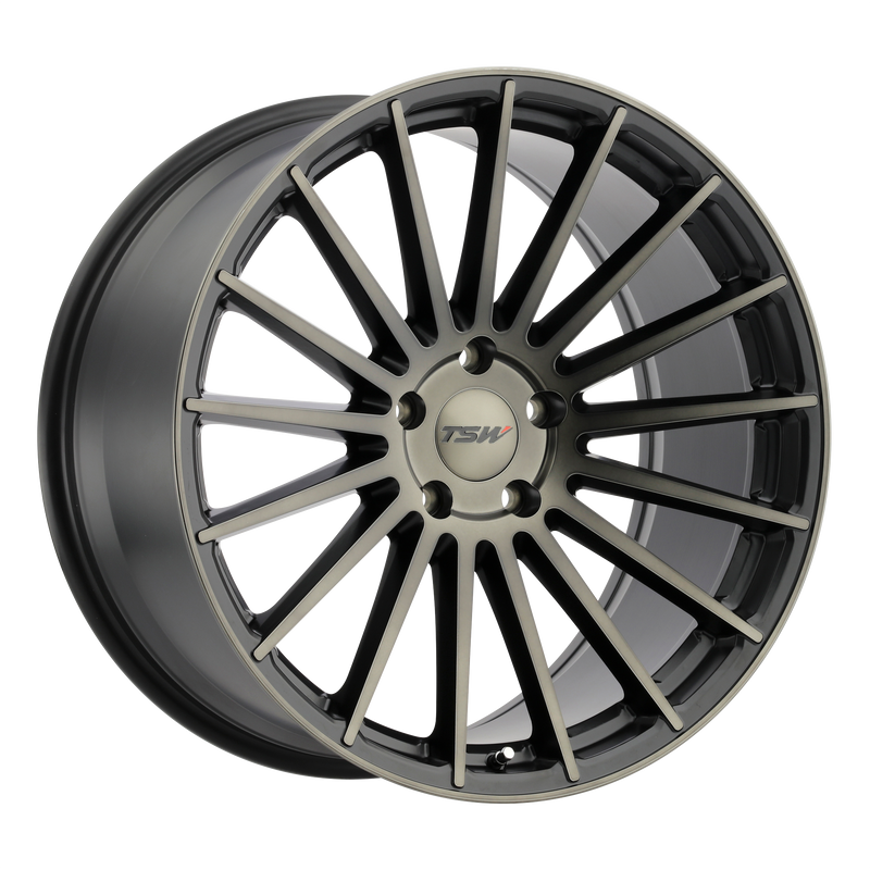 TSW Wheels - LUCO - Gunmetal - MATTE BLACK W/ MACHINE FACE & DARK TINT - 18" x 8.5", 3 Offset, 5x114.3 (Bolt Pattern), 76.1mm HUB