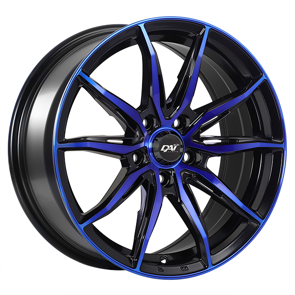 Dai Alloys - Frantic - Black - Gloss Black - Machined Face - Blue Face - 15" x 6.5", 38 Offset, 4x100 (Bolt Pattern), 73.1mm HUB