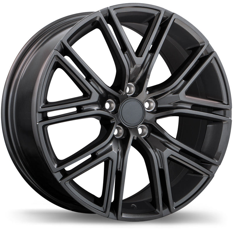 Replika - R222 - Gunmetal - Gloss Gunmetal - 17" x 7.5", 48 Offset, 5x108 (Bolt Pattern), 65.1mm HUB