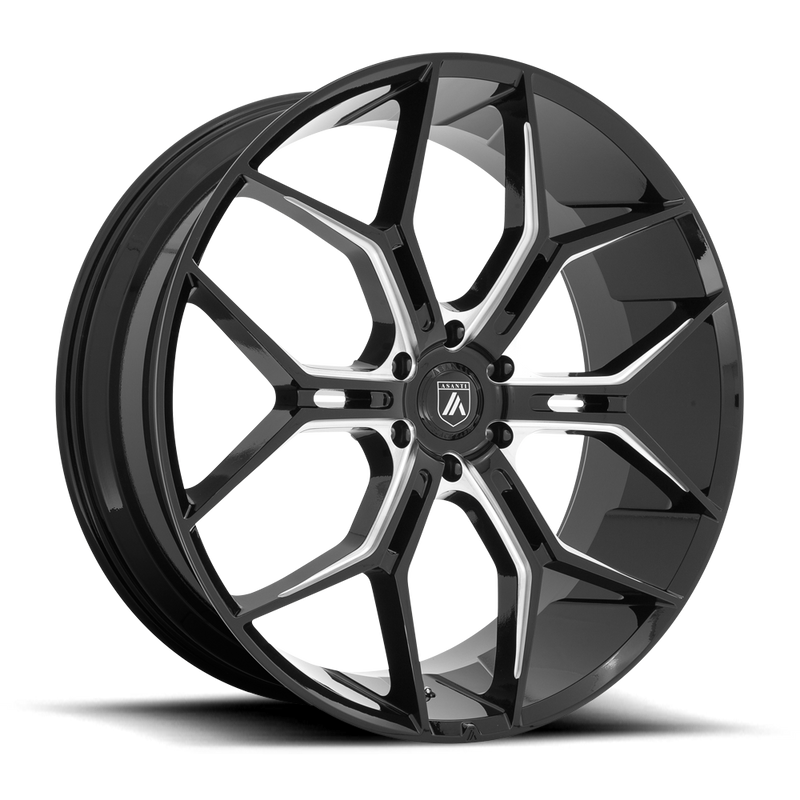 Asanti Black - ABL-38 MONARCH TRUCK - Black - GLOSS BLACK MILLED - 22" x 9.5", 38 Offset, 6x139.7 (Bolt Pattern), 100.3mm HUB