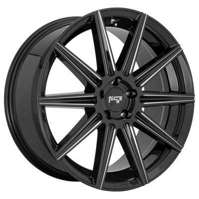 Niche - M243 TIFOSI - Black - GLOSS BLACK MILLED - 20" x 10.5", 4 Offset, 5x114.3 (Bolt Pattern), 72.56mm HUB