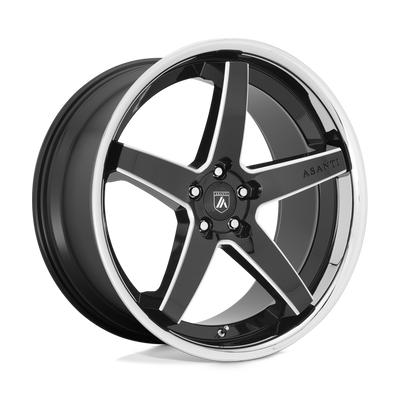 Asanti Black - ABL31 REGAL - Black - GLOSS BLACK MILLED WITH CHROME LIP - 22" x 10.5", 25 Offset, 5x115 (Bolt Pattern), 72.6mm HUB