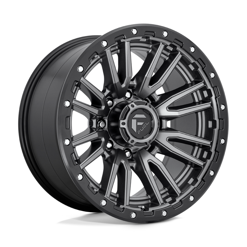 Fuel - D680 REBEL - Gunmetal - MATTE GUN METAL BLACK BEAD RING - 20" x 10", -18 Offset, 8x180 (Bolt Pattern), 124.2mm HUB