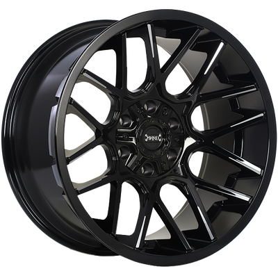 Ruffino HARD - Tactical - Black - Gloss Black - Milled Edge - 20" x 10", -12 Offset, 6x135/139.7 (Bolt Pattern), 87.1mm HUB